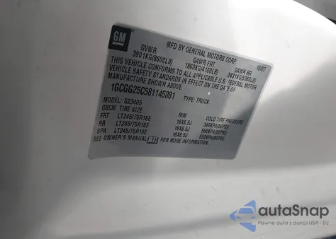 2008 Chevrolet Express Work Van из США, поврежденный, VIN 1GCGG25C581145081